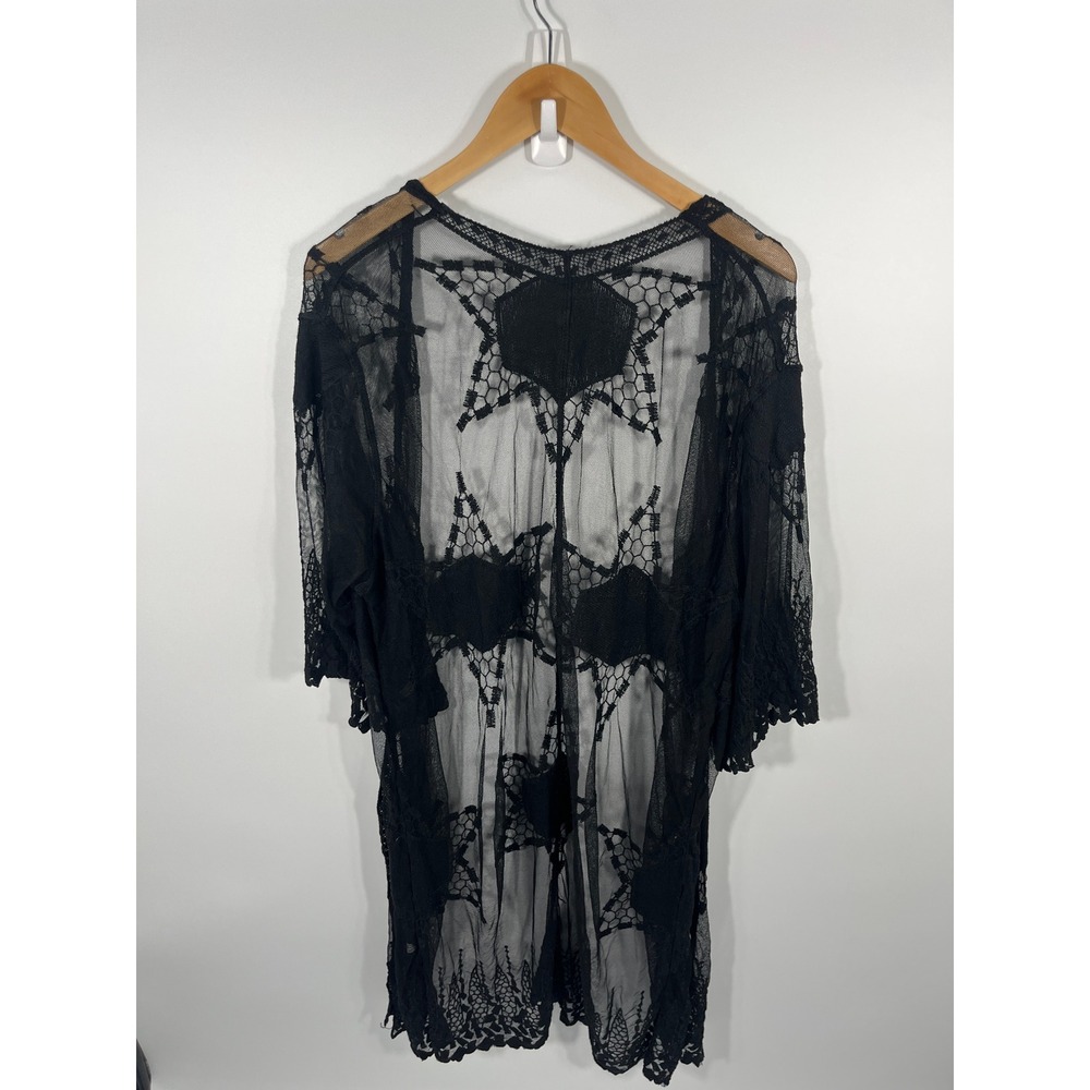 Womens Kimono ONE SIZE Black Lace Whimsigoth Dark Fairy Festival Country Concert - Picture 3 of 6